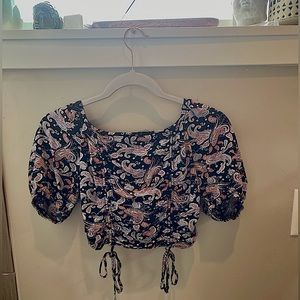 💜paisley puffy sleeve crop top 💜